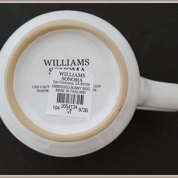 NEW RARE Williams Sonoma Debossed Easter Bunny Mug 10 OZ Stoneware - Picture 6 of 6